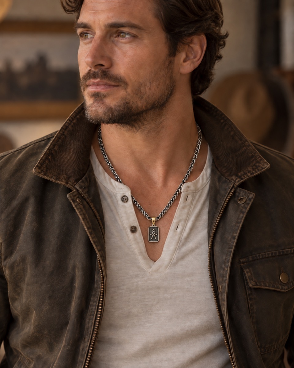 Custom Ranch Brand Pendant — On model