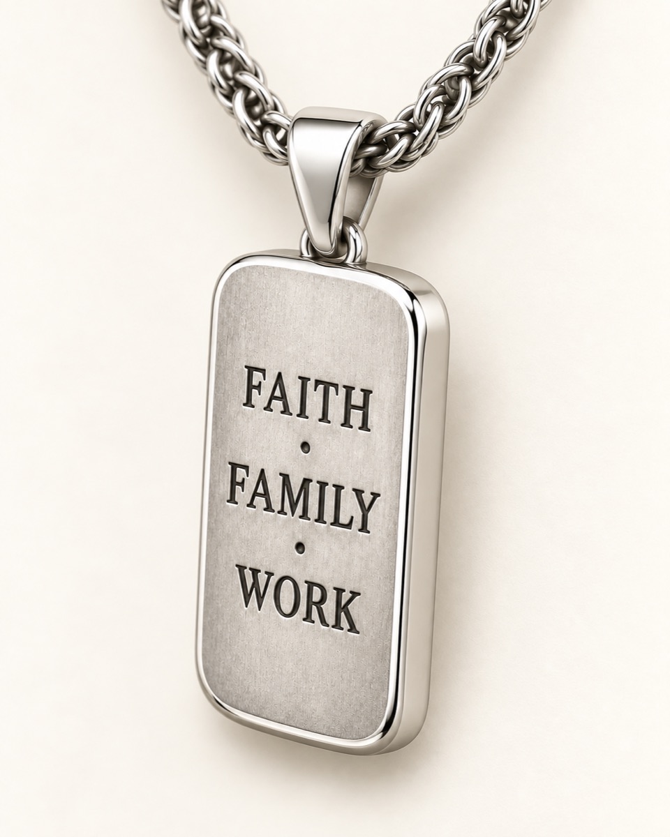 Faith Family Work Pendant — Three-quarter