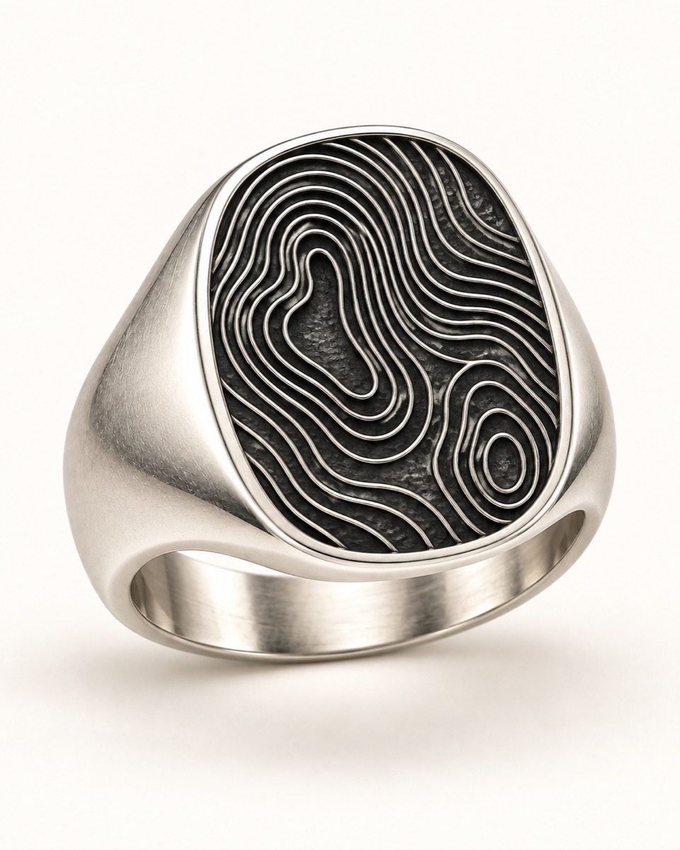 Topographic Ring — Three-quarter
